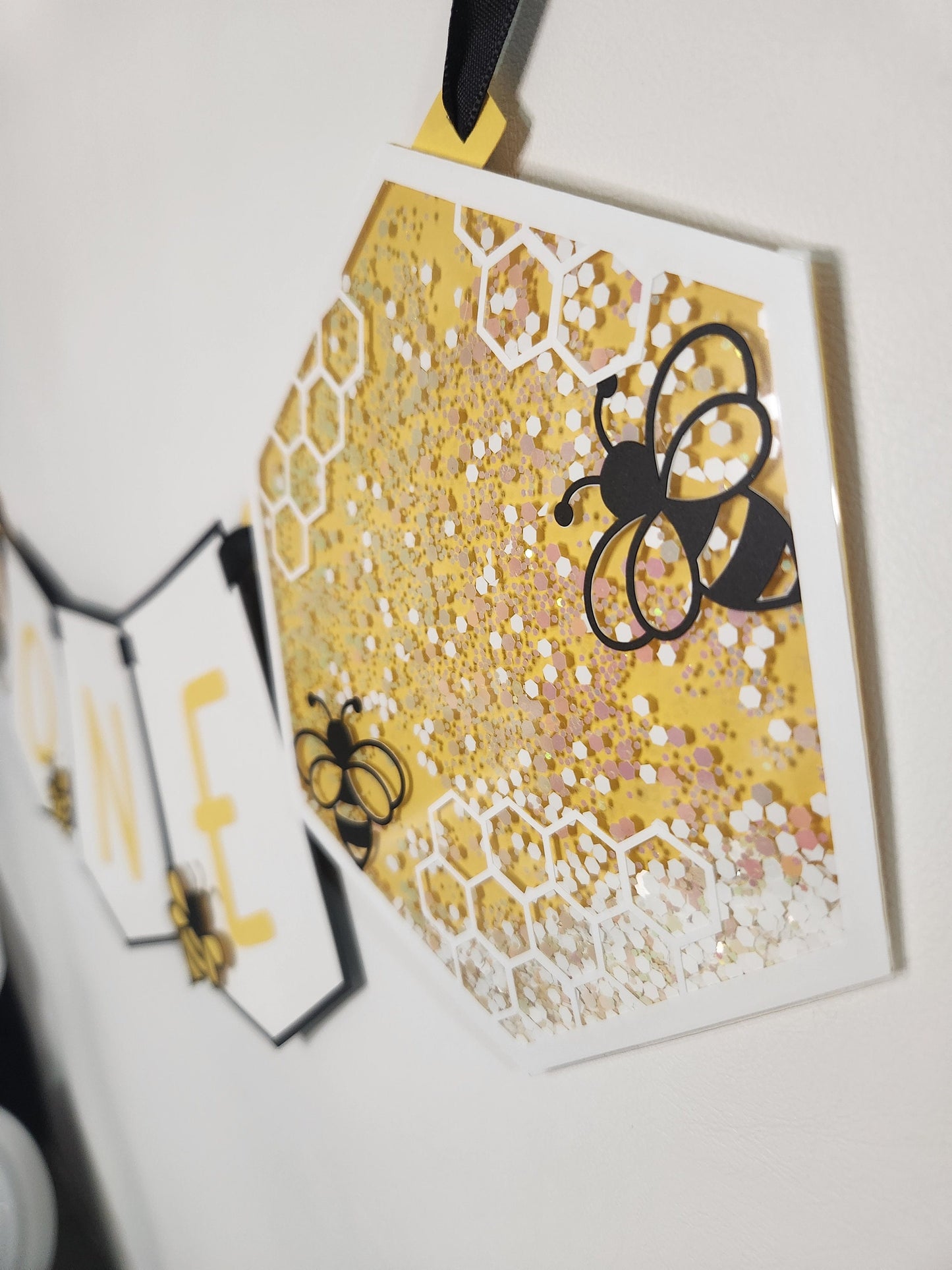 1st Bee Day "ONE" Highchair Birthday Banner