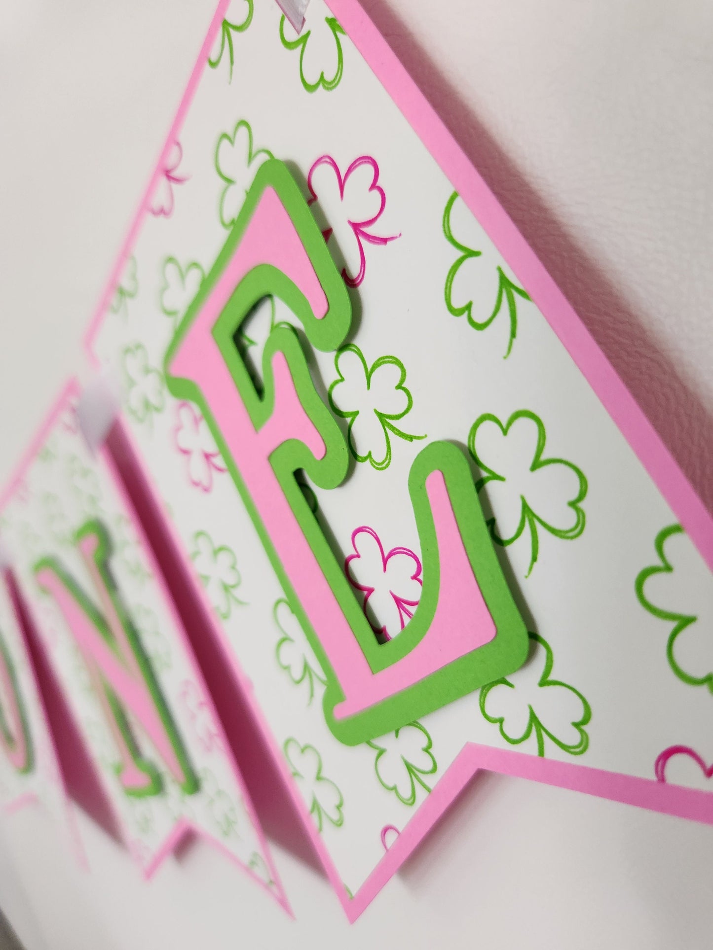Pink Girl Lucky One Birthday Highchair Banner