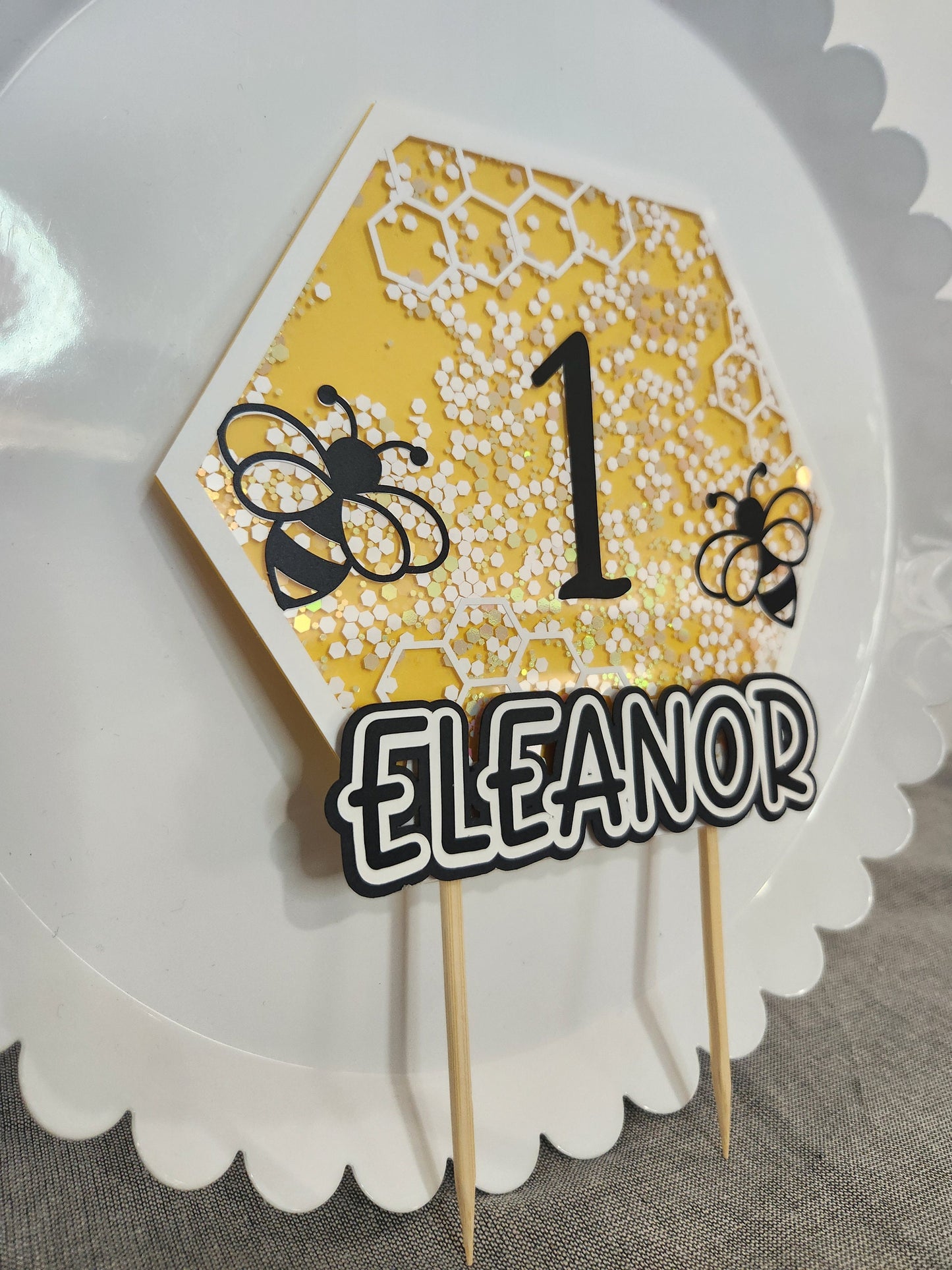 Bee-Themed First Birthday Cake Topper