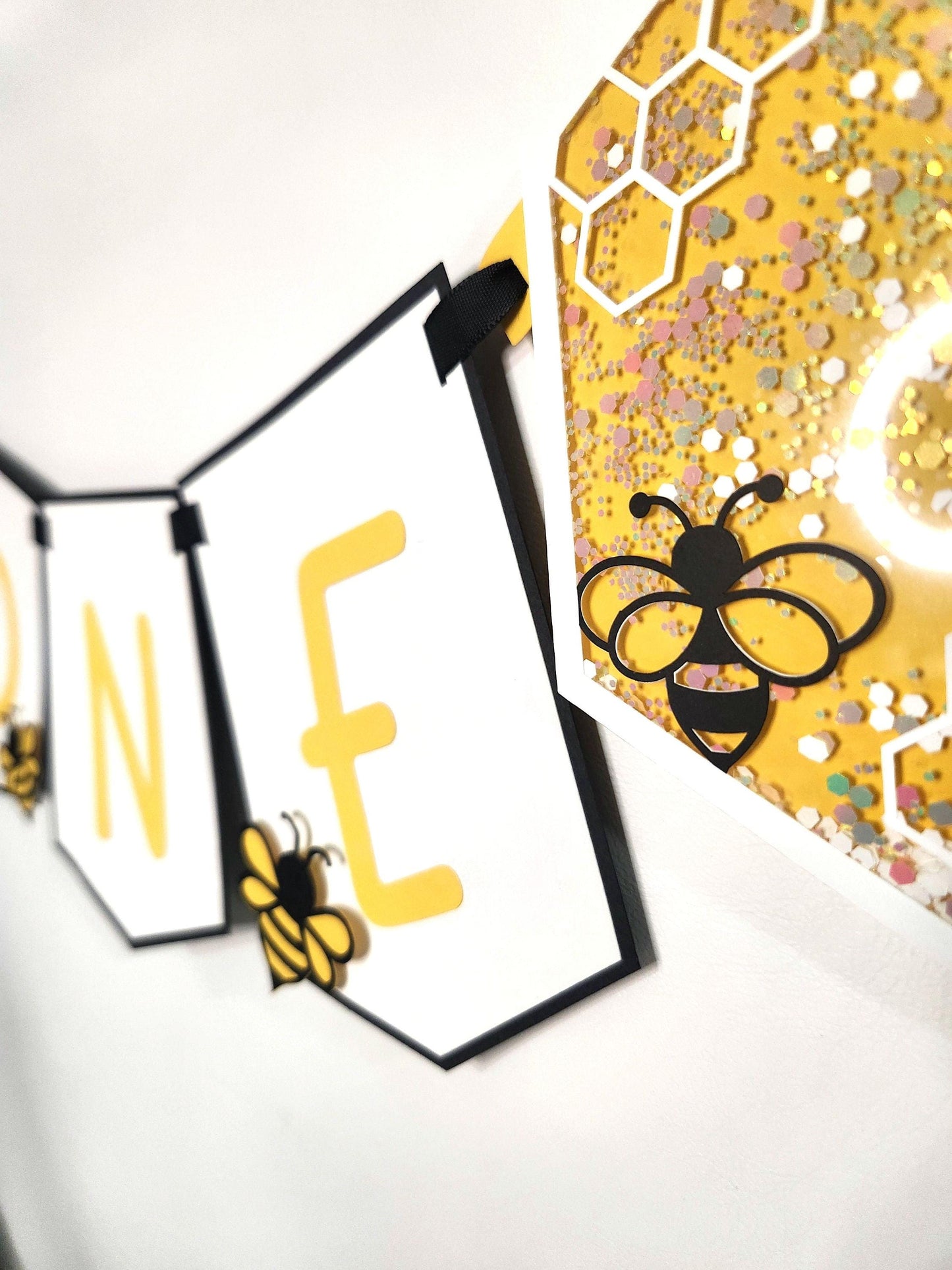 1st Bee Day "ONE" Highchair Birthday Banner