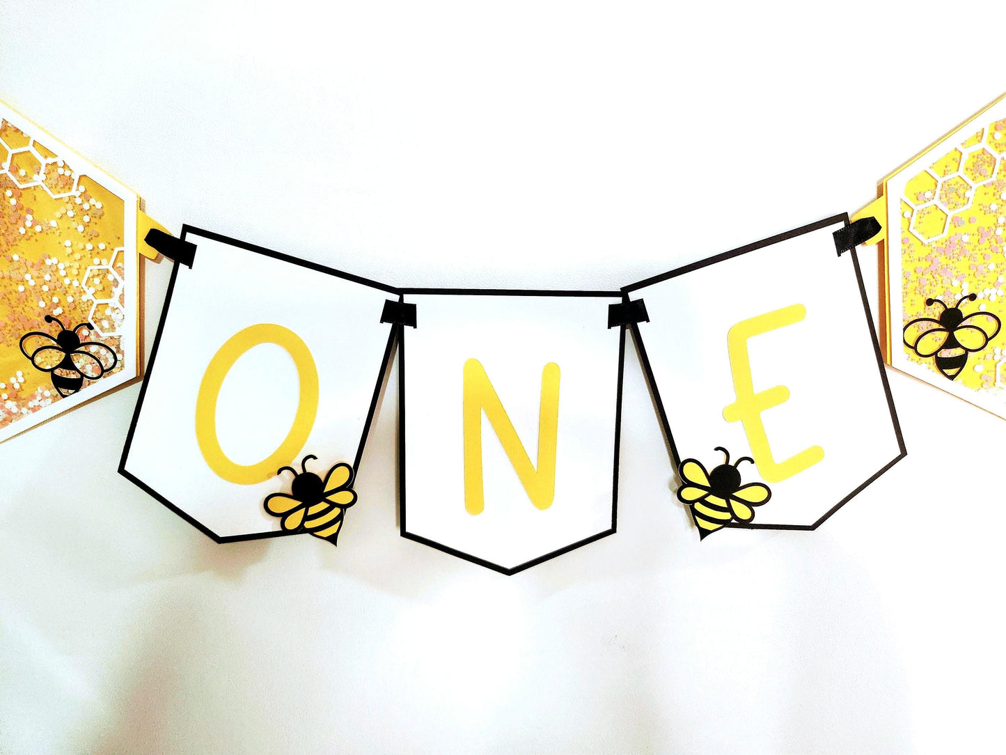 1st Bee Day "ONE" Highchair Birthday Banner