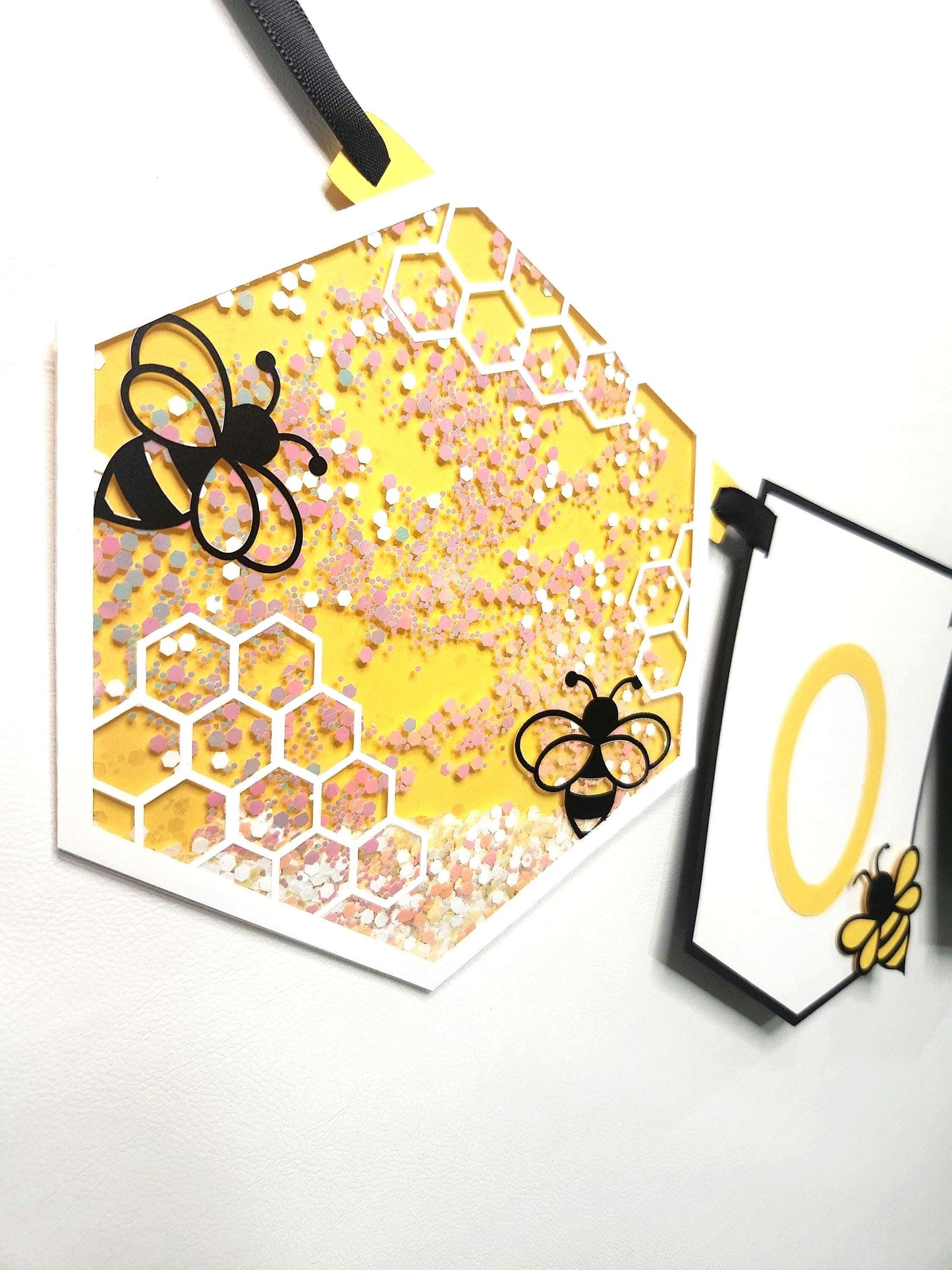 1st Bee Day "ONE" Highchair Birthday Banner