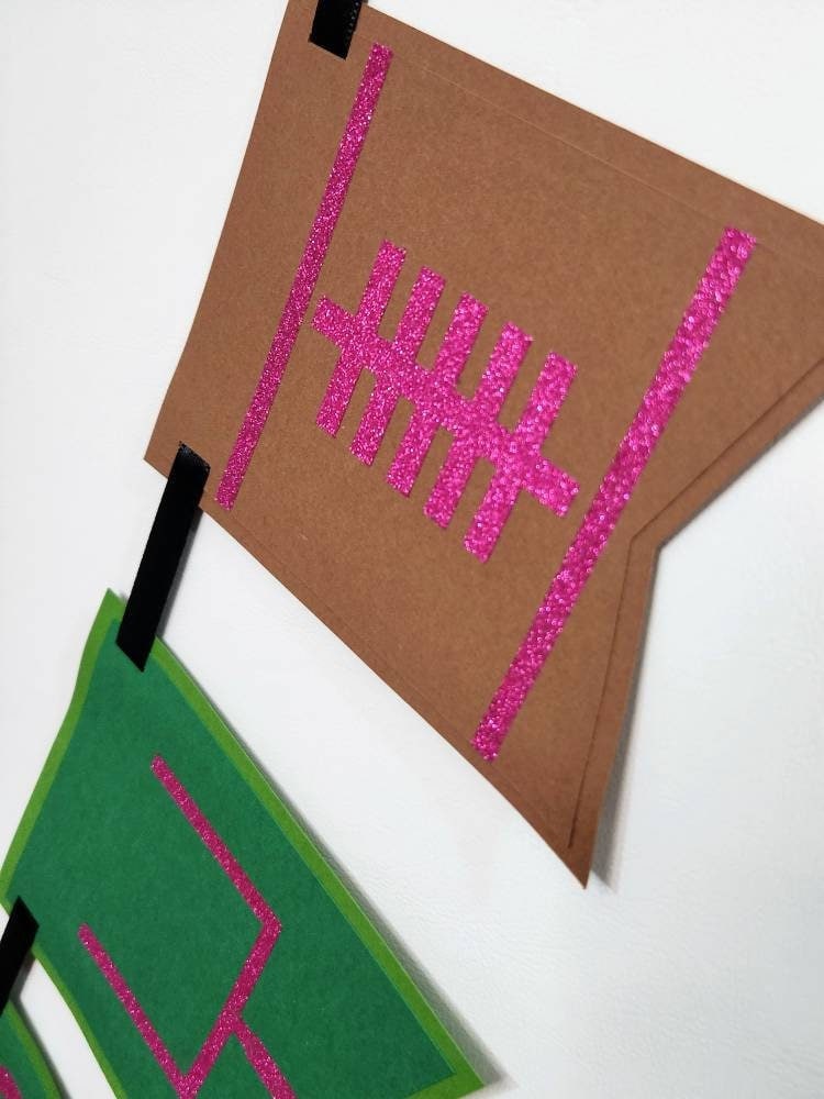 Pink Football Birthday Banner
