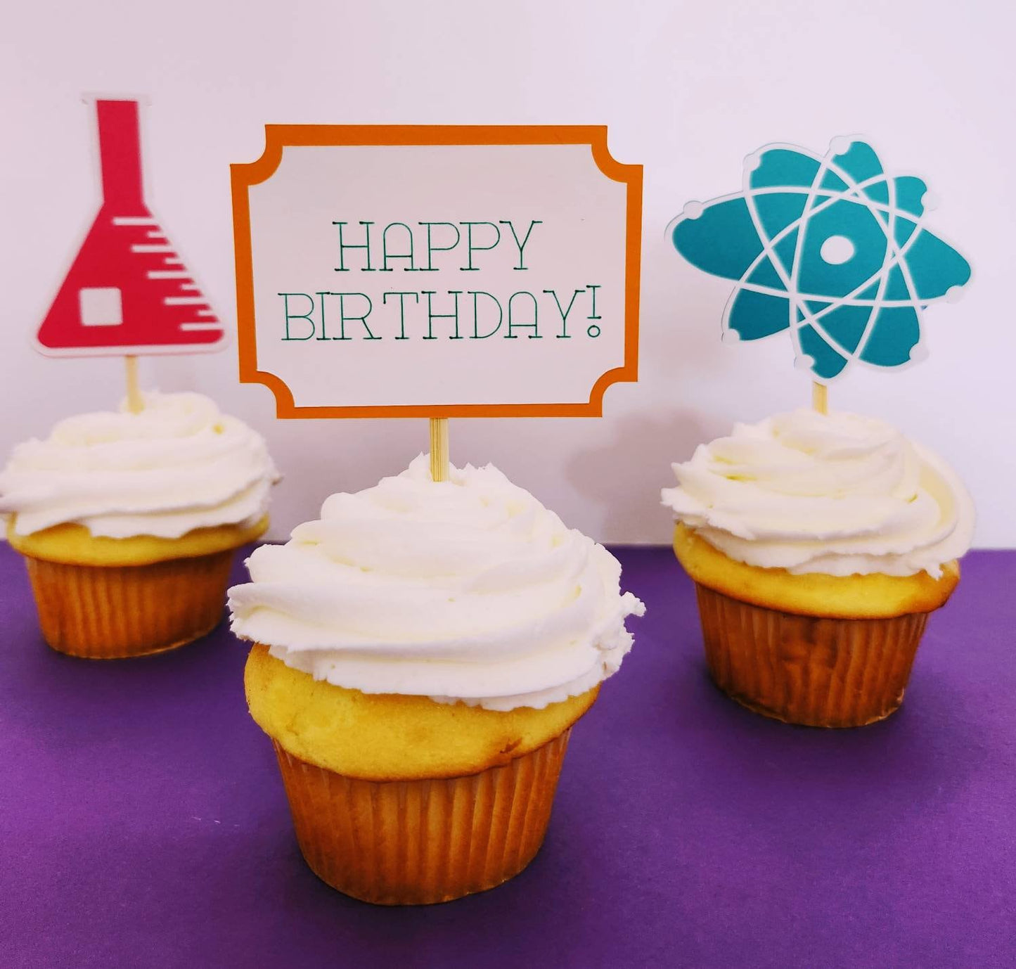 Science Birthday Cupcake Toppers
