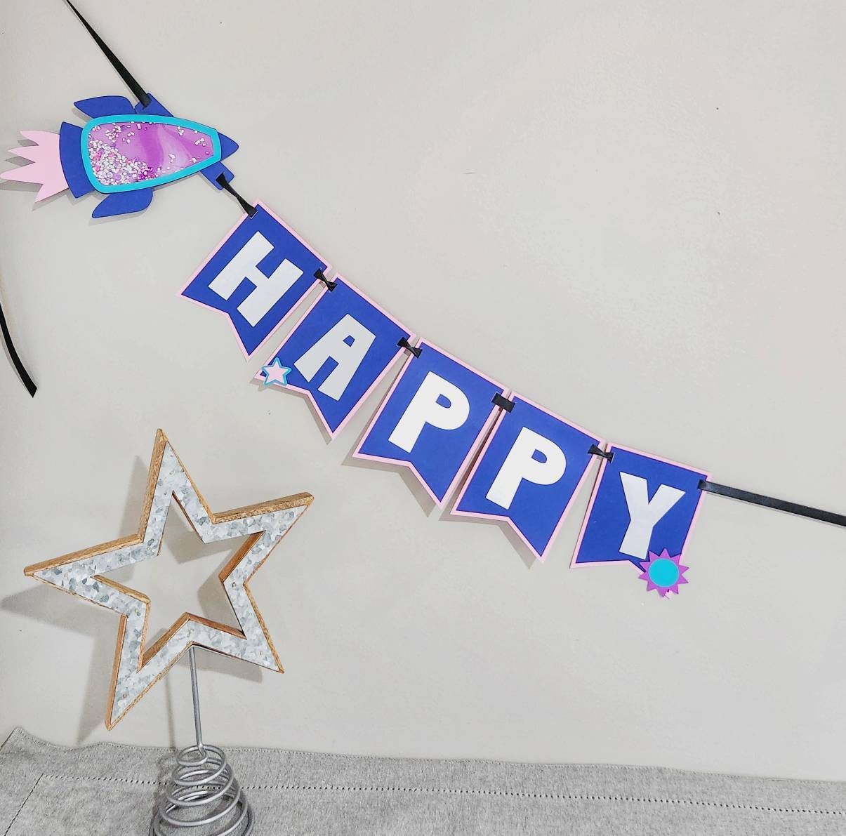 Girl Space Birthday Banner