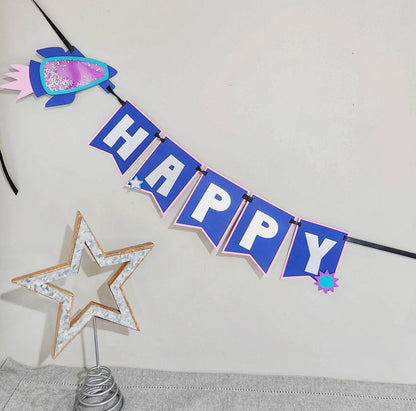 Girl Space Birthday Banner