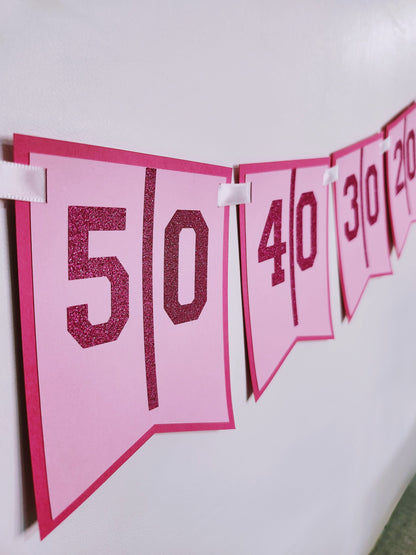 Pink Football Birthday Banner Girl Football Birthday Decor Girl First Down Birthday Banner Girl's Football Party Decor Pink Out Football