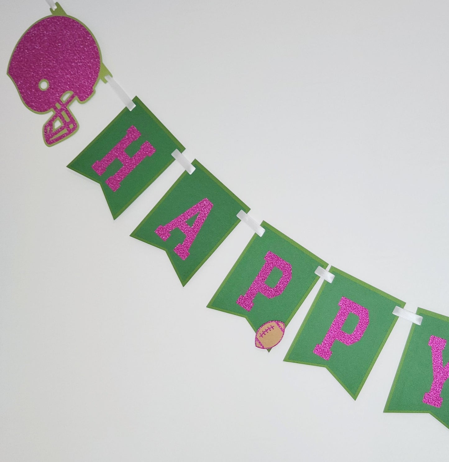 Pink Football Birthday Banner