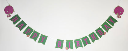 Pink Football Birthday Banner