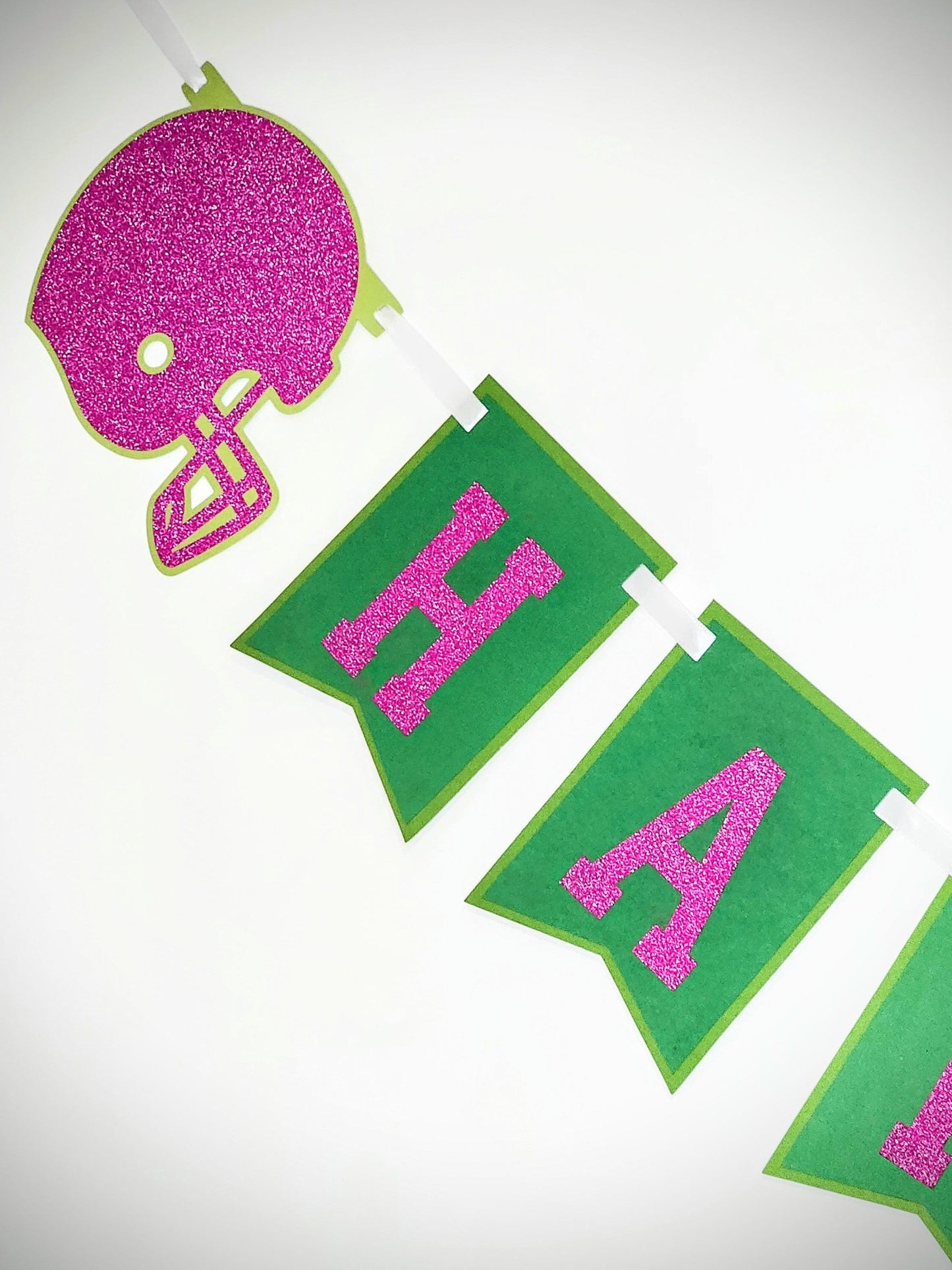 Pink Football Birthday Banner