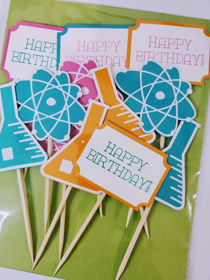 Science Birthday Cupcake Toppers