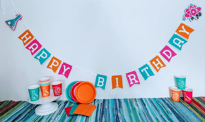 Science Birthday Partyware Set - 12 piece Science Birthday Party In A Box -  Mad Science Birthday Party Science Party Tableware Lab Week