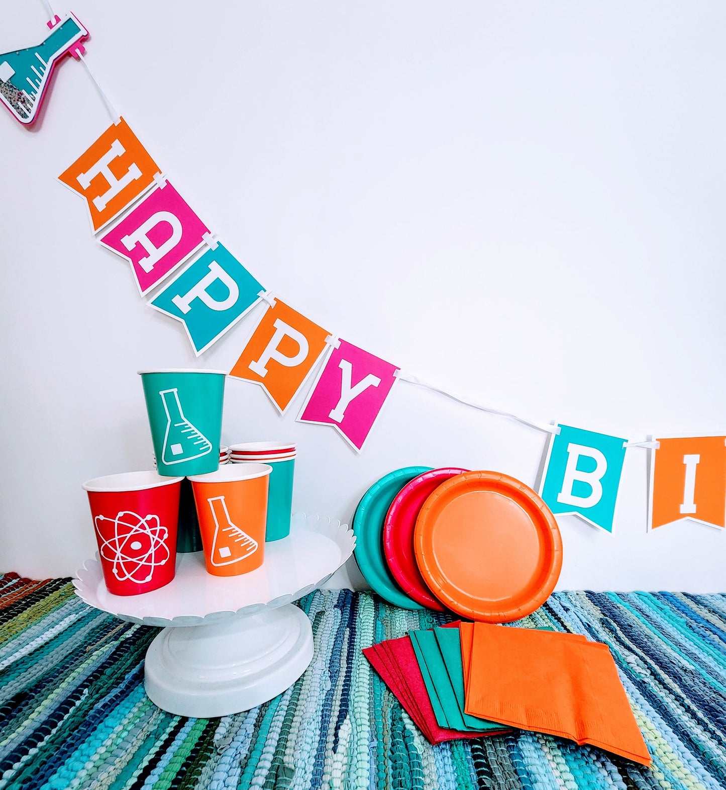 Science Birthday Partyware Set - 24 piece Science Birthday Party In A Box -  Mad Science Birthday Party Science Party Tableware Decor