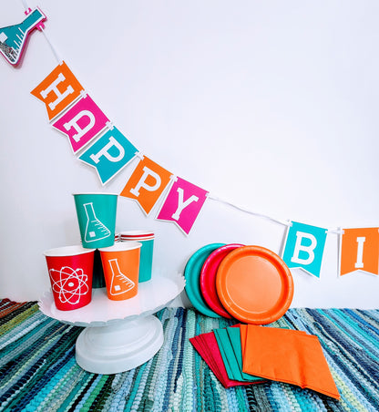 Science Birthday Partyware Set - 24 piece Science Birthday Party In A Box -  Mad Science Birthday Party Science Party Tableware Decor