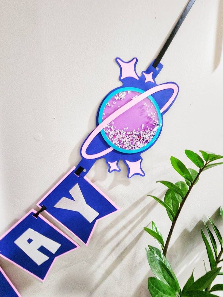 Girl Space Birthday Banner