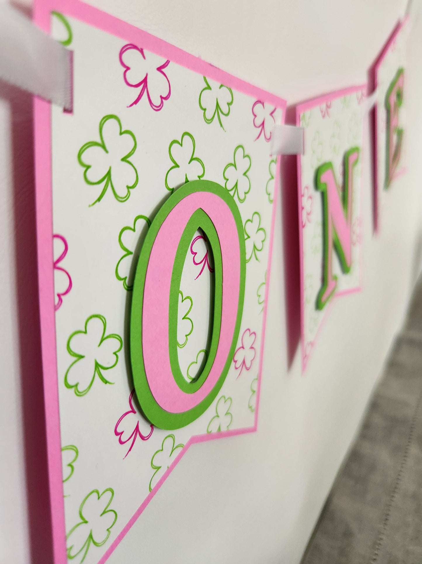 Pink Girl Lucky One Birthday Banner