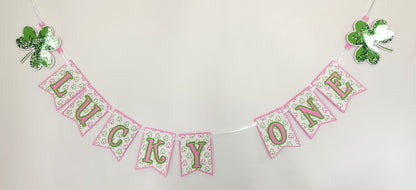Pink Girl Lucky One Birthday Banner