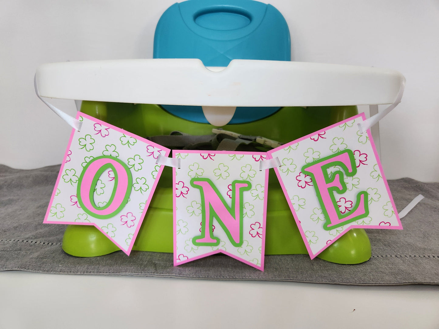 Pink Girl Lucky One Birthday Highchair Banner