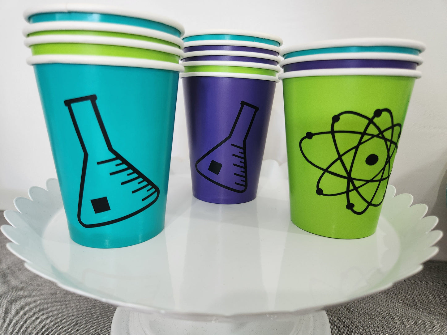 Mad Science Birthday Partyware Set - 24 piece Science Birthday Party In A Box - Science Birthday Party Science Party Tableware Lab Week
