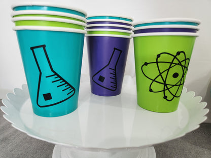 Mad Science Birthday Partyware Set - 24 piece Science Birthday Party In A Box - Science Birthday Party Science Party Tableware Lab Week