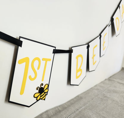 1st Bee Day Birthday Banner First Bee Day Birthday Banner As Sweet As Can Bee Birthday Banner Happy to Bee One Banner Queen Bee