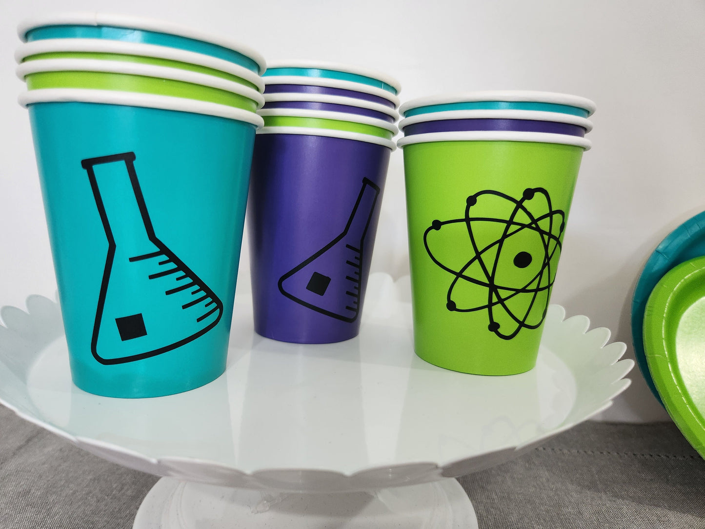 Mad Science Birthday Partyware Set - 12 piece Science Birthday Party In A Box -   Science Birthday Party Science Party Tableware Lab Week