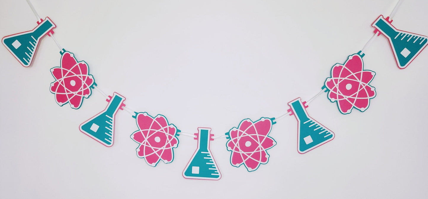 Science Birthday Garland Science Birthday Banner Science Mad Scientist Birthday Banner Classroom Banner Science Fair Decorations