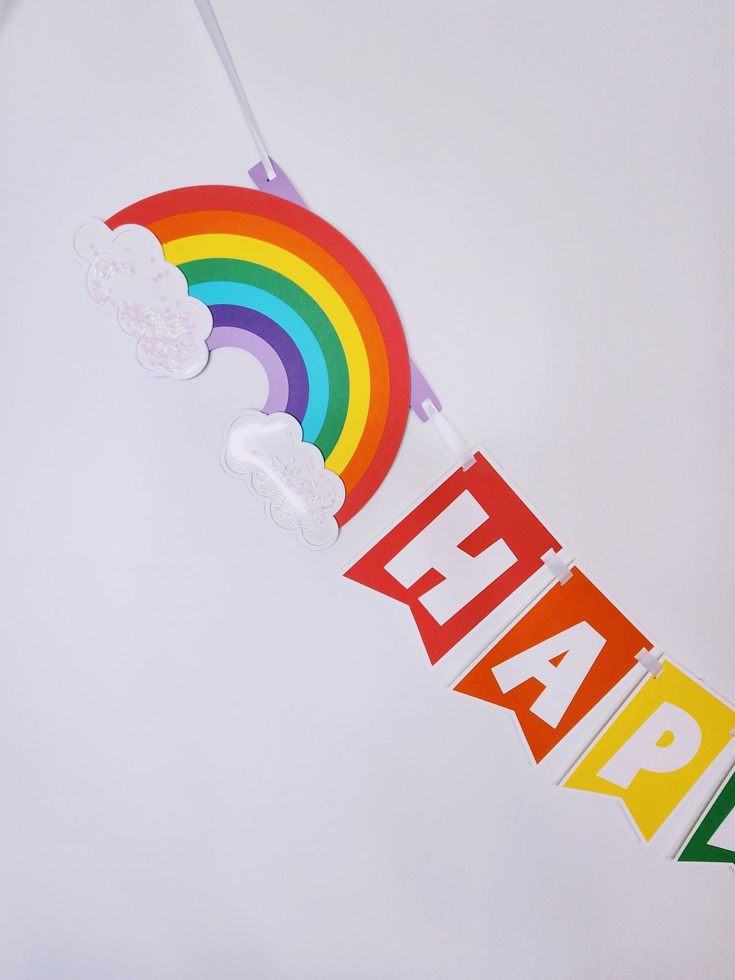 Rainbow Birthday Banner Bright Birthday Banner First Birthday Banner