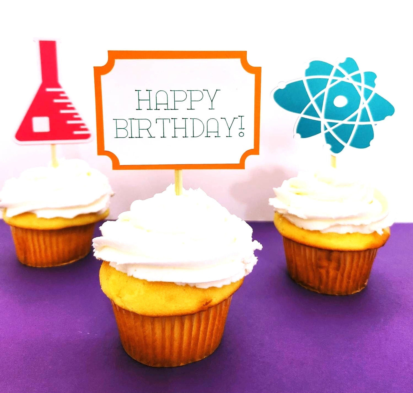 Science Birthday Cupcake Toppers