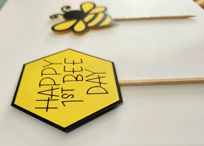 Happy 1st Bee Day Cupcake Toppers Bee Birthday Bee Baby Shower As Sweet As Can Bee Cupcake Toppers  Mommy to Bee Cupcake Toppers