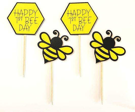 Happy 1st Bee Day Cupcake Toppers Bee Birthday Bee Baby Shower As Sweet As Can Bee Cupcake Toppers  Mommy to Bee Cupcake Toppers