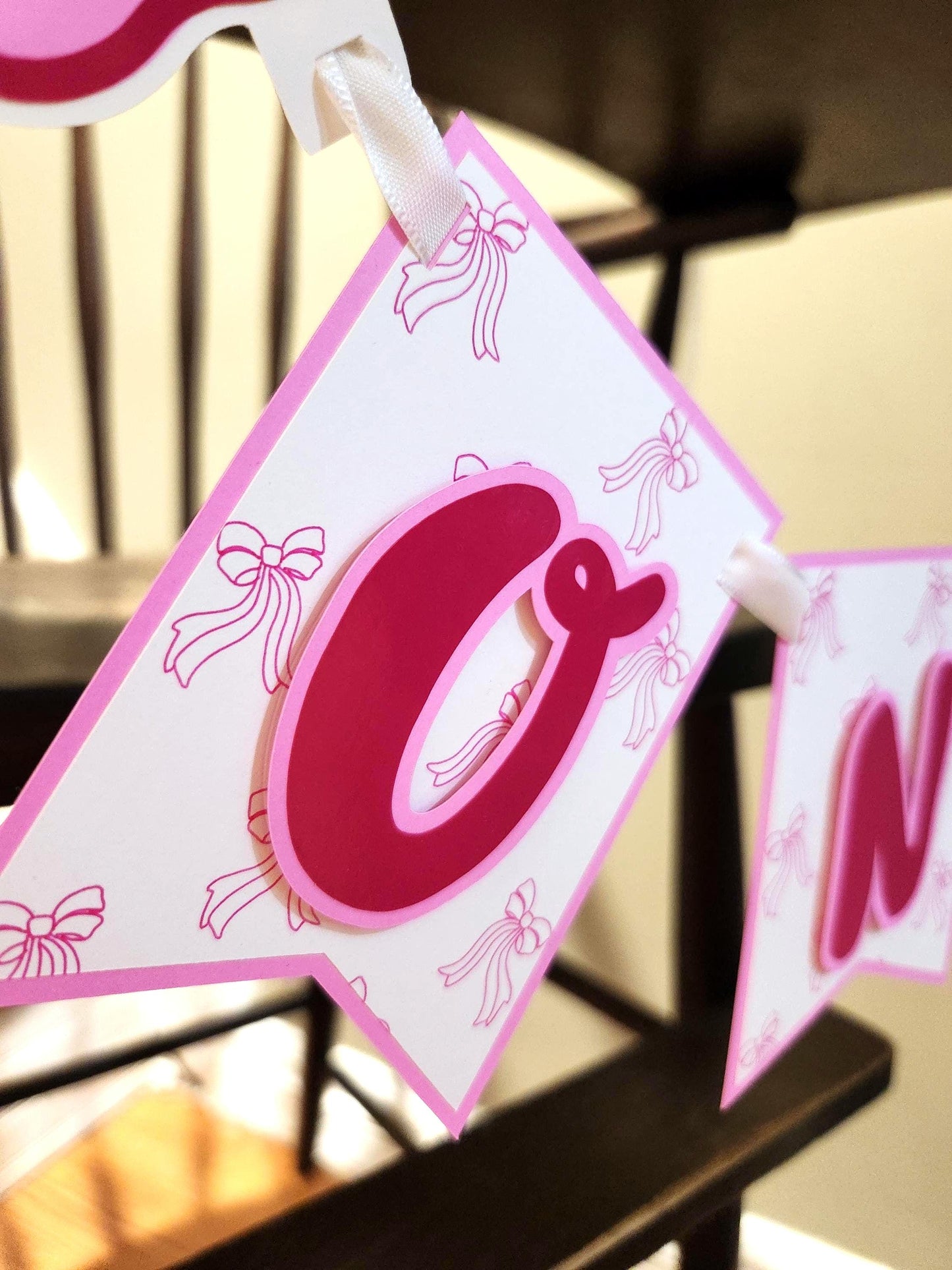 Girl First Birthday Coquette Bow Smash Cake Highchair Banner