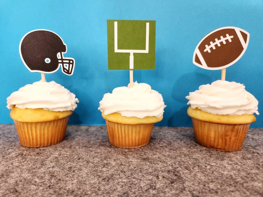 Football Birthday Cupcake Toppers - Father's Day Cupcake Toppers - Football Birthday Party Decor - Superbowl Party Decor