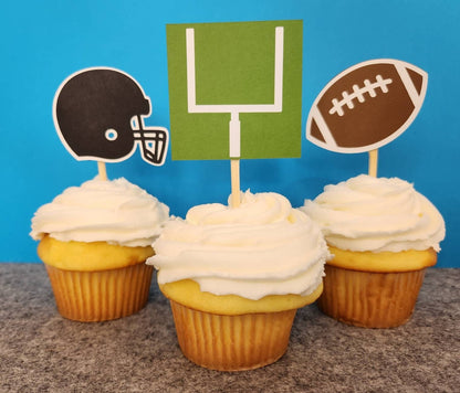 Football Birthday Cupcake Toppers - Father's Day Cupcake Toppers - Football Birthday Party Decor - Superbowl Party Decor