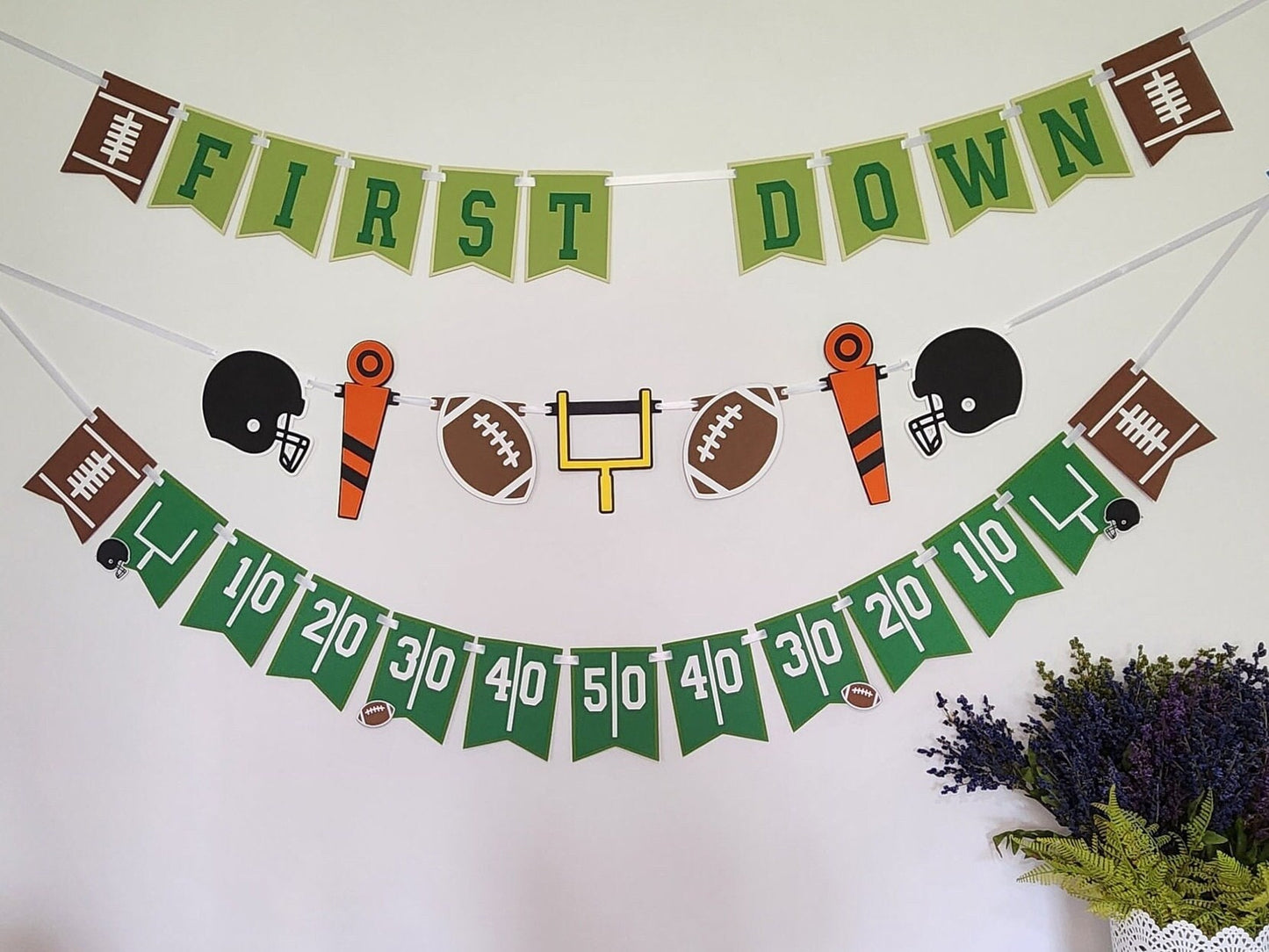 First Down Football Birthday Banner